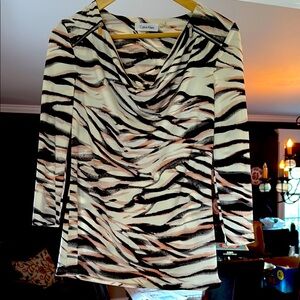 Calvin Klein Zebra Print Blouse - Black, White, and Pink
